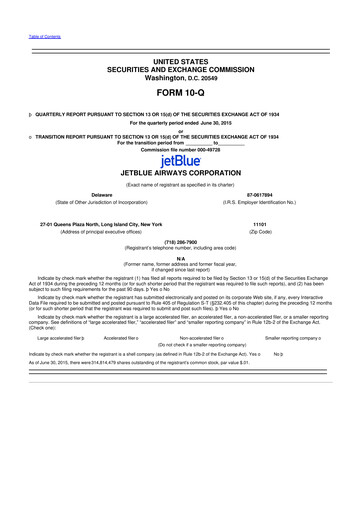 Thumbnail Jetblue Airways
 10-Q Quarterly Report FY2015 