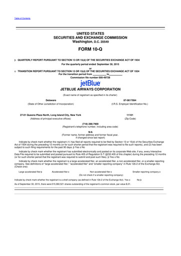 Thumbnail Jetblue Airways
 10-Q Quarterly Report FY2015 