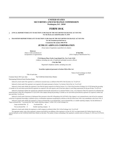 Thumbnail Jetblue Airways
 10-K Annual Report 2015