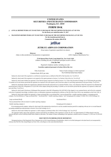 Thumbnail Jetblue Airways
 10-K Annual Report 2017