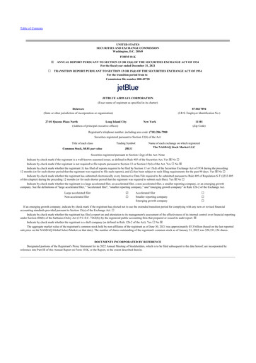Thumbnail Jetblue Airways
 10-K Annual Report 2021