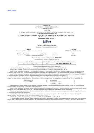 Thumbnail Jetblue Airways
 10-K Annual Report 2024