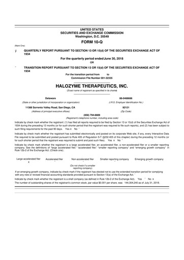 Thumbnail Halozyme Therapeutics 10-Q Quarterly Report FY2018 