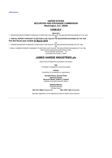 Miniature James Hardie Industries
 20-F Rapport annuel 2018