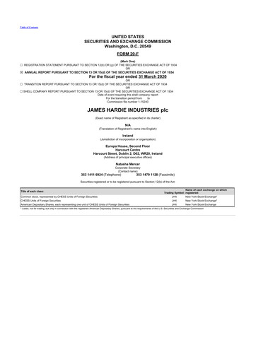 Miniature James Hardie Industries
 20-F Rapport annuel 2020