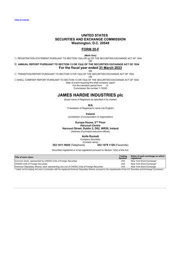 Miniature James Hardie Industries
 20-F Rapport annuel 2023