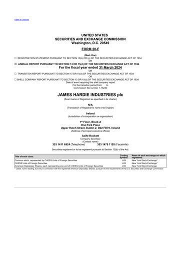 Miniature James Hardie Industries
 20-F Rapport annuel 2024