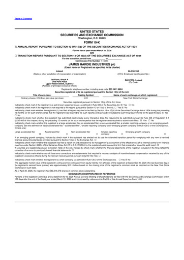 Miniature James Hardie Industries
 10-K Rapport annuel 