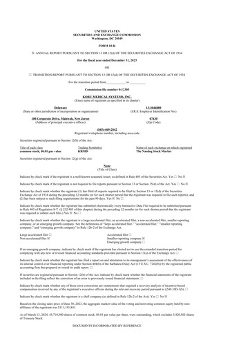 Thumbnail KORU Medical Systems 10-K Annual Report 2023