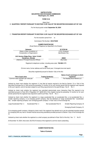 Thumbnail Gamer Pakistan 10-Q Quarterly Report FY2024 