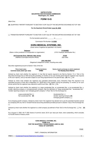 Thumbnail KORU Medical Systems 10-Q Quarterly Report FY2026 