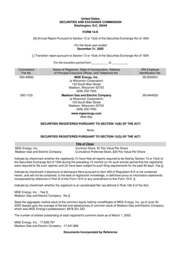 Miniature MGE Energy
 10-K Rapport annuel 