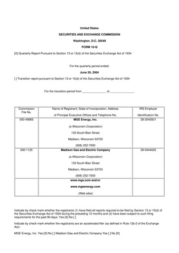 Thumbnail MGE Energy
 10-Q Quarterly Report FY 