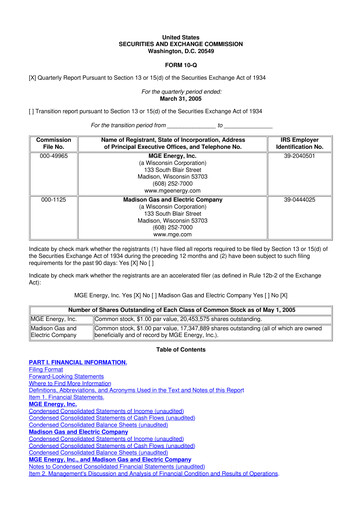 Thumbnail MGE Energy
 10-Q Quarterly Report FY 