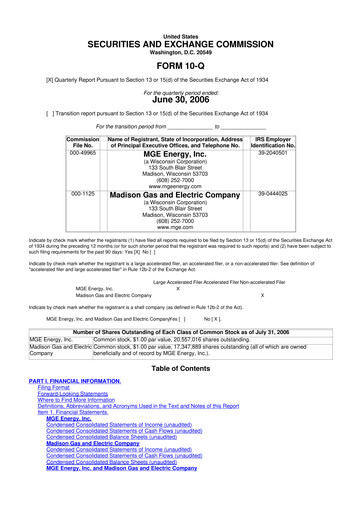 Thumbnail MGE Energy
 10-Q Quarterly Report FY 