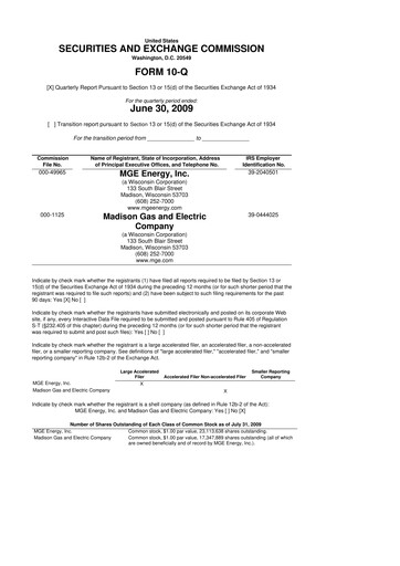 Thumbnail MGE Energy
 10-Q Quarterly Report FY 