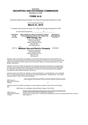 Thumbnail MGE Energy
 10-Q Quarterly Report FY 