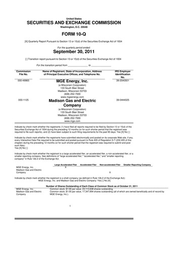 Thumbnail MGE Energy
 10-Q Quarterly Report FY2011 