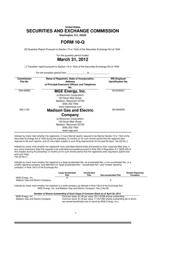 Thumbnail MGE Energy
 10-Q Quarterly Report FY2012 