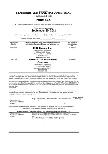 Thumbnail MGE Energy
 10-Q Quarterly Report FY2012 