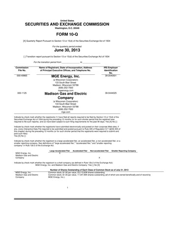 Thumbnail MGE Energy
 10-Q Quarterly Report FY 