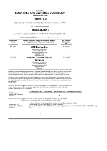 Thumbnail MGE Energy
 10-Q Quarterly Report FY2014 