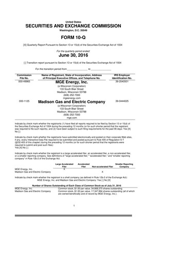 Thumbnail MGE Energy
 10-Q Quarterly Report FY2016 