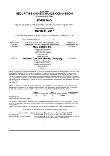 Thumbnail MGE Energy
 10-Q Quarterly Report FY2017 