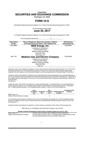 Thumbnail MGE Energy
 10-Q Quarterly Report FY2017 