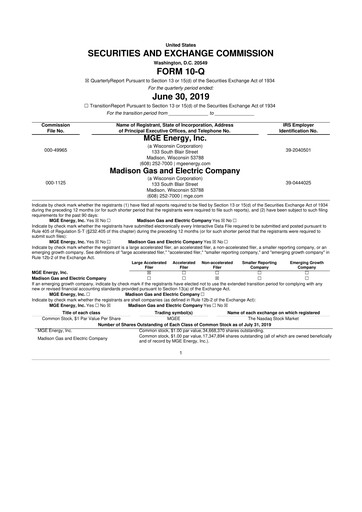 Thumbnail MGE Energy
 10-Q Quarterly Report FY2019 