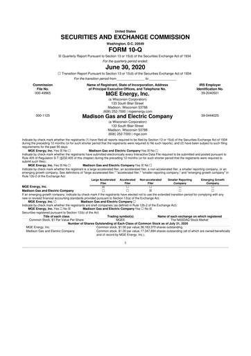 Thumbnail MGE Energy
 10-Q Quarterly Report FY2020 