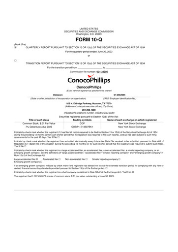 Thumbnail ConocoPhillips 10-Q Quarterly Report FY2023 