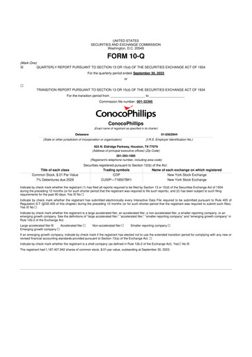 Thumbnail ConocoPhillips 10-Q Quarterly Report FY2023 