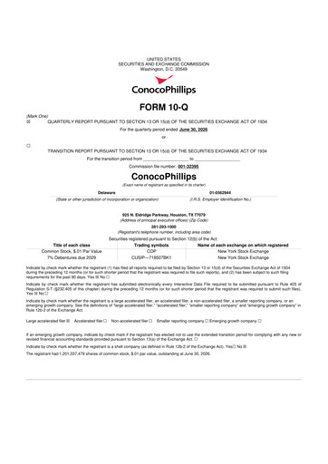 Thumbnail ConocoPhillips 10-Q Quarterly Report FY2026 