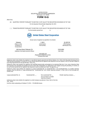 Vorschaubild U.S. Steel
 10-Q Quartalsbericht 2016 