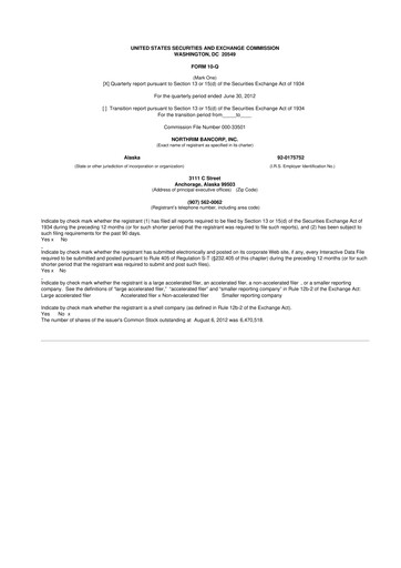 Thumbnail Northrim BanCorp 10-Q Quarterly Report FY2012 