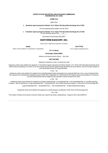 Thumbnail Northrim BanCorp 10-Q Quarterly Report FY2014 