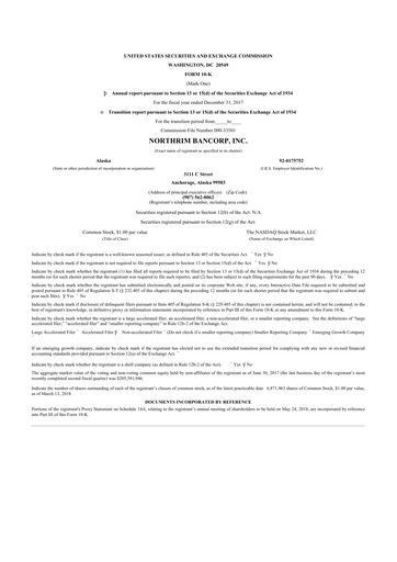 Thumbnail Northrim BanCorp 10-K Annual Report 2017