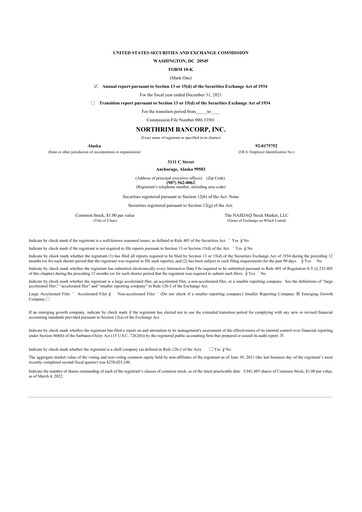 Thumbnail Northrim BanCorp 10-K Annual Report 2021