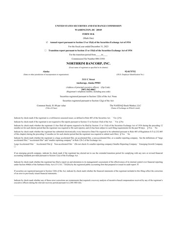 Thumbnail Northrim BanCorp 10-K Annual Report 2023