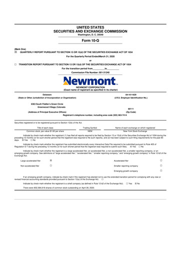 Thumbnail Newmont 10-Q Quarterly Report FY2020 