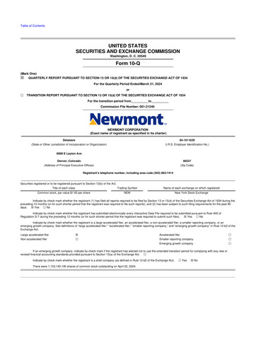 Thumbnail Newmont 10-Q Quarterly Report FY2024 