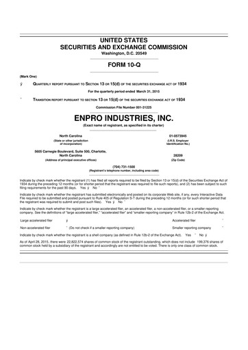 Thumbnail EnPro Industries
 10-Q Quarterly Report FY2015 