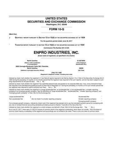 Thumbnail EnPro Industries
 10-Q Quarterly Report FY2017 