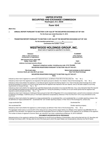 Thumbnail Westwood Holdings Group 10-K Annual Report 2015