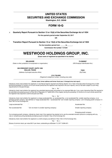 Thumbnail Westwood Holdings Group 10-Q Quarterly Report FY2017 