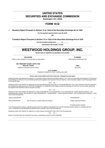 Thumbnail Westwood Holdings Group 10-Q Quarterly Report FY2018 