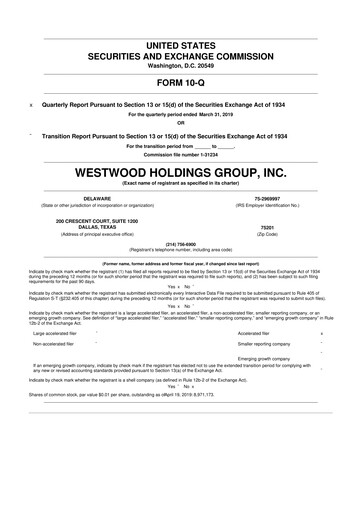 Thumbnail Westwood Holdings Group 10-Q Quarterly Report FY2019 