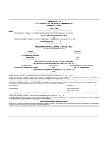 Thumbnail Westwood Holdings Group 10-K Annual Report 2019