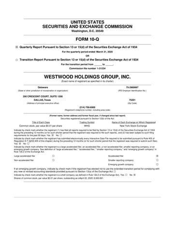 Thumbnail Westwood Holdings Group 10-Q Quarterly Report FY2020 